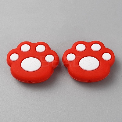 Paw Print Food Grade Eco-Friendly Silicone Focal Beads SIL-SZC0003-06H-1