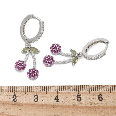 Brass Cubic Zirconia Hoop Earrings EJEW-R016-16P-1