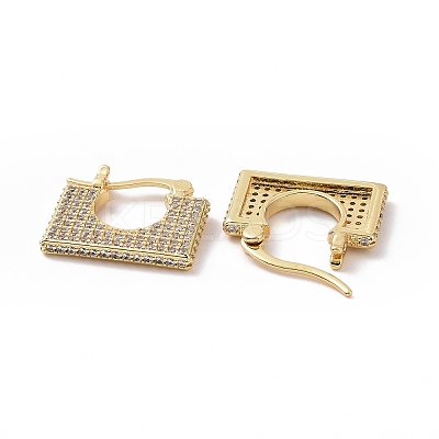 Cubic Zirconia Rectangle Hoop Earrings EJEW-C008-12G-01-1