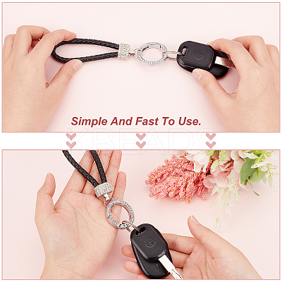 2Pcs 2 Colors Imitation Leather Keychain KEYC-GA0001-13-1