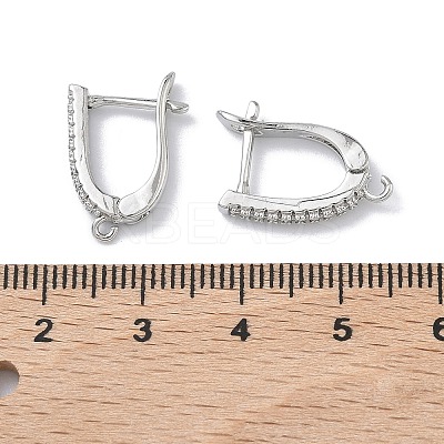 Brass Micro Pave Clear Cubic Zirconia Hoop Earring Findings KK-Z143-06P-1