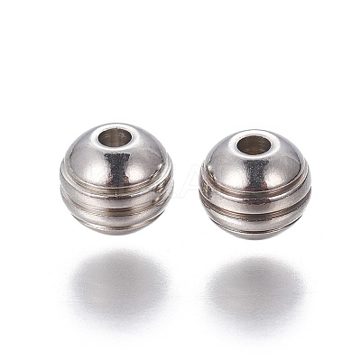 Tarnish Resistant 201 Stainless Steel Grooved Beads LS-STAS-P239-04P-1