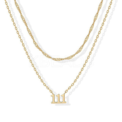 304 Stainless Steel Figure Pendant Double Layer Necklaces for Women FS-WGF1C2D-01-1