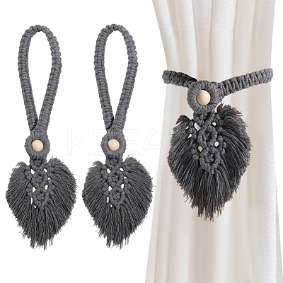 2Pcs Handmade Macrame Leaf Curtain Tiebacks AJEW-CN0003-65C-1