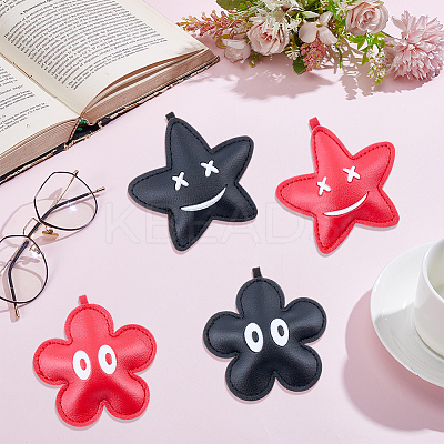 4Pcs 4 Styles Imitation Leather Pendants FIND-CL0001-25-1