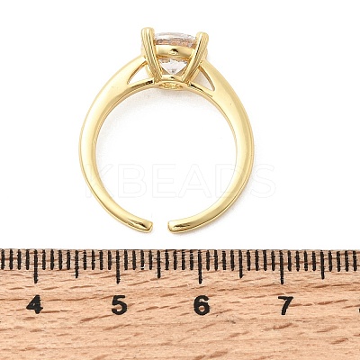 Brass Micro Pave Cubic Zirconia Cuff Open Rings for Women RJEW-B160-04G-1