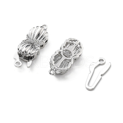 Brass Micro Pave Clear Cubic Zirconia Box Clasps KK-G523-13P-1