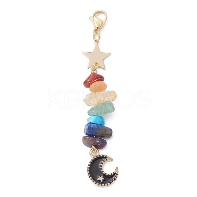 Moon Alloy Enamel Pendant Decorations HJEW-JM01276-03-1