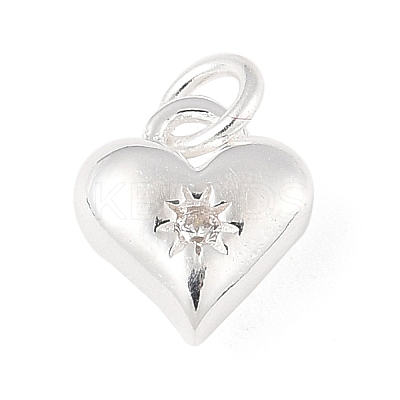 925 Sterling Silver Micro Pave Clear Cubic Zirconia Heart Charms STER-R013-15S-1