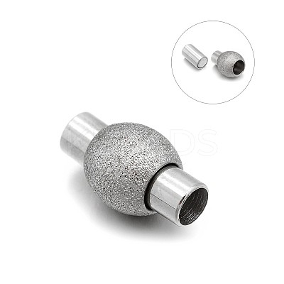 Tarnish Resistant 304 Stainless Steel Textured Magnetic Clasps with Glue-in Ends STAS-E089-32B-1