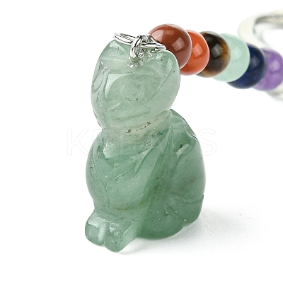 Cat Natural Green Aventurine Keychain KEYC-F040-11E-1