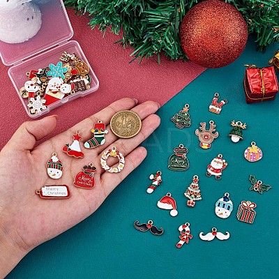 40Pcs Christmas Alloy Enamel Pendants JX268A-1