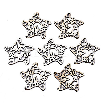 Unfinished Natural Poplar Wood Filigree Joiners Links WOOD-N006-75-1