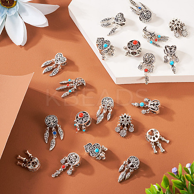 20Pcs 10 Styles Tibetan Style Alloy European Dangle Charms FIND-KS0001-30-1