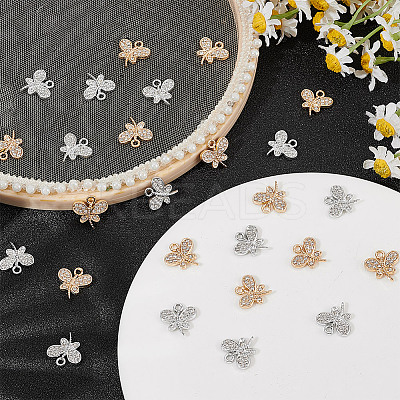 48Pcs 2 Colors Rack Plating Eco-friendly Alloy Crystal Rhinestone Butterfly Charms FIND-HY0003-77-1