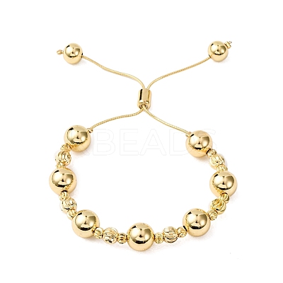 Brass Round Beads Slider Bracelets for Women BJEW-D357-06B-G-1
