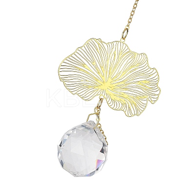 Brass Hollow Lotus Leaf Hanging Ornaments LS-HJEW-E012-03G-02-1