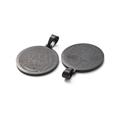Religion 304 Stainless Steel Flat Round STAS-L123-32B-1
