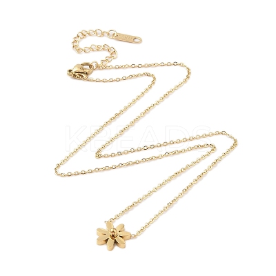 304 Stainless Steel Flower Pendant Necklaces NJEW-N055-05G-1