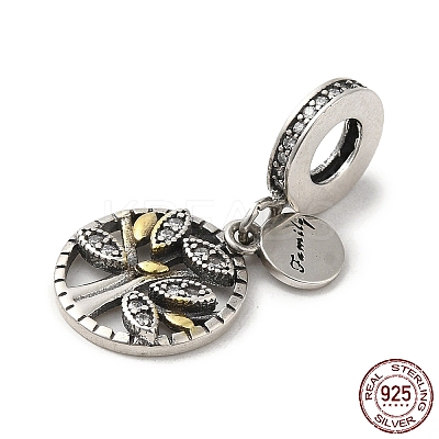 Thailand 925 Sterling Silver Micro Pave Clear Cubic Zirconia European Dangle Charms STER-NH0001-08AS-1
