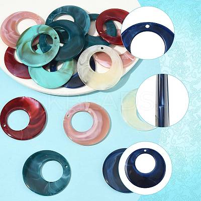 24Pcs 6 Colors Acrylic Pendants OACR-FS0002-66-1