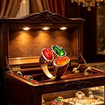 Zinc Alloy Resin Finger Rings for Women UQ0861-2-1