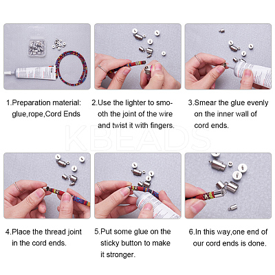 Tarnish Resistant 304 Stainless Steel Cord Ends STAS-M250-05-1