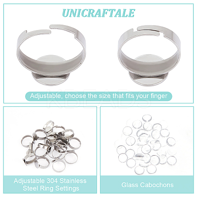 DIY Blank Dome Flat Round Finger Ring Making Kit DIY-UN0004-51-1