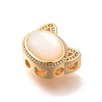 Brass Pave Natural White Shell Multi-Strand Links KK-B127-13G-02-1