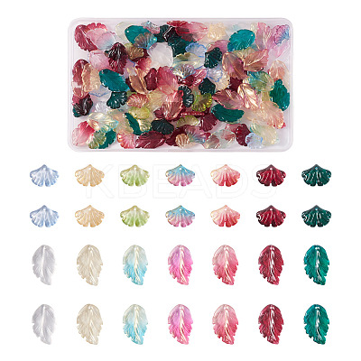 140Pcs 14 Style Transparent Baking Paint Glass Pendants LAMP-TA0001-02-1