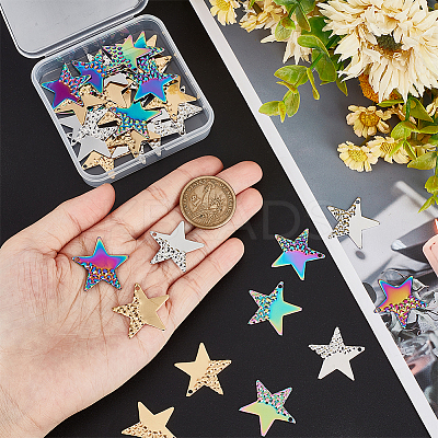 36Pcs 3 Colors Ion Plating(IP) 304 Stainless Steel Pendants STAS-UN0044-92-1