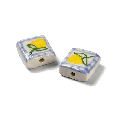 Printed Handmade Porcelain Beads LAMP-D303-06F-01-1