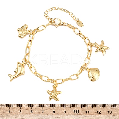 Summer 304 Stainless Steel Sea Animals Charm Bracelets BJEW-D359-16D-G-1