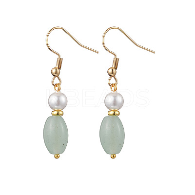 Natural Green Aventurine Dangle Earrings EJEW-JE06470-1