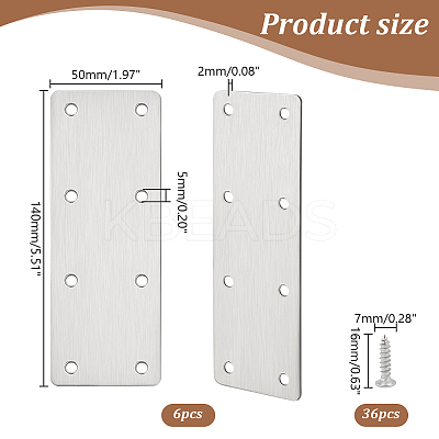 6Pcs 8-Hole 201 Stainless Steel Bracket STAS-GA0001-52-1