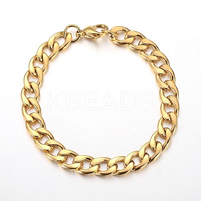 304 Stainless Steel Cuban Link Chain Bracelets STAS-O054-08-1