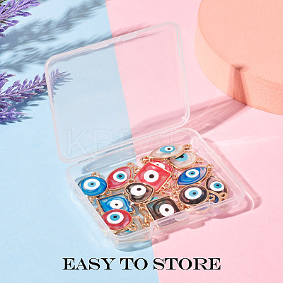 32Pcs 16 Styles Evil Eye Zinc Alloy Epoxy Resin Connector Charms ENAM-TA0001-33-1