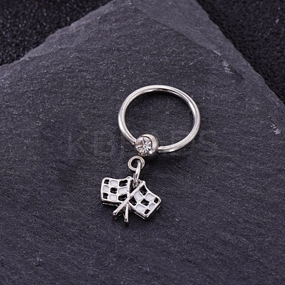 316L Stainless Steel Micro Pave Cubic Zirconia Hoop Nose Rings with Charms WG352E4-18-1
