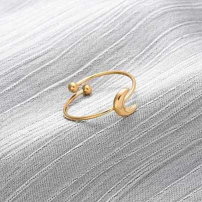 304 Stainless Steel Open Cuff Ring for Women RJEW-A071-01A-G-1
