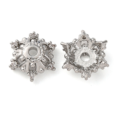 Brass Micro Pave Clear Cubic Zirconia Bead Caps KK-K378-47A-P-1