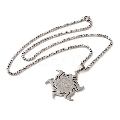 Non-Tarnish 201 Stainless Steel Sun with Knot Pendant Necklaces NJEW-P293-07P-1