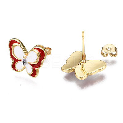 Brass Micro Pave Cubic Zirconia Stud Earrings EJEW-T014-51G-NF-1