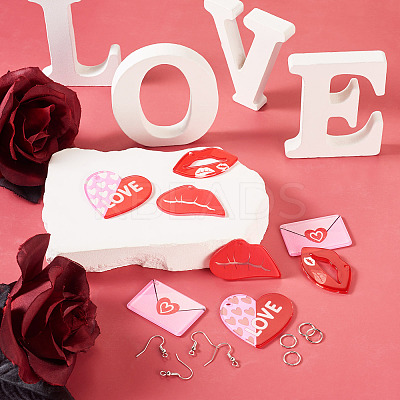 DIY Valentine's Day Love Heart Acrylic Dangle Earrings Making Kit DIY-TA0009-29-1