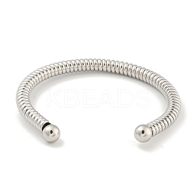 Non-Tarnish Telephone Wire Style 304 Stainless Steel Cuff Bangles BJEW-P331-05P-1