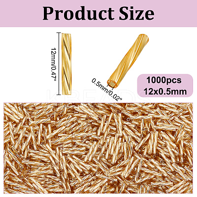 1000Pcs Glass Twisted Bugle Beads SEED-HY0001-12B-1