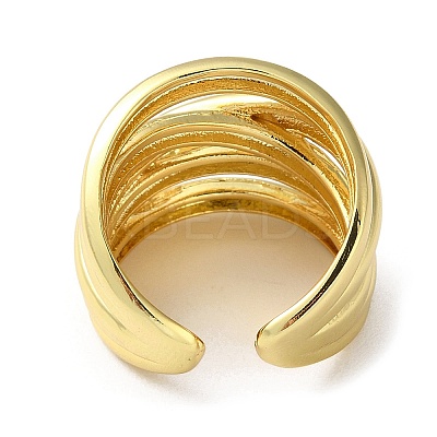 Rack Plating Brass Criss Cross Open Cuff Rings RJEW-K249-07G-1