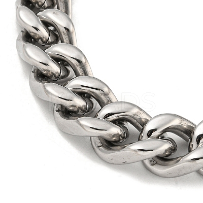 Non-Tarnish 201 Stainless Steel Cuban Link Chain Bracelets for Women and Men BJEW-F473-01P-01-1