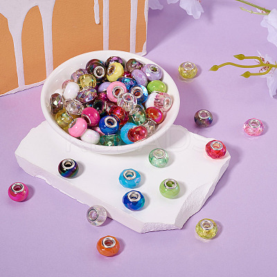 120Pcs 4 Styles Transparent & Opaque Large Hole Acrylic European Beads PACR-TA0001-14-1