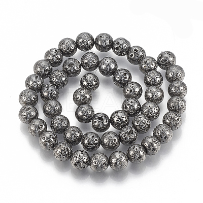 Electroplated Natural Lava Rock Beads Strands G-T061-55D-4mm-1
