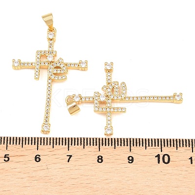 Brass Micro Pave Cubic Zirconia Pendants KK-C162-064G-1